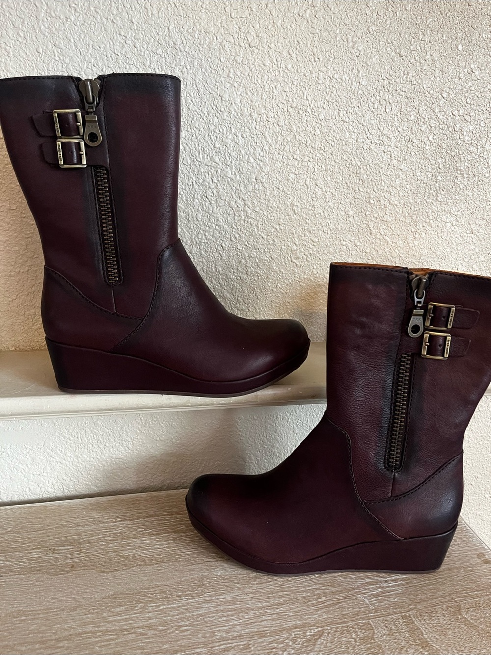Kork Ease Kiki Leather Mid Calf Boots Wedge Platform Boots Women’s Size 8